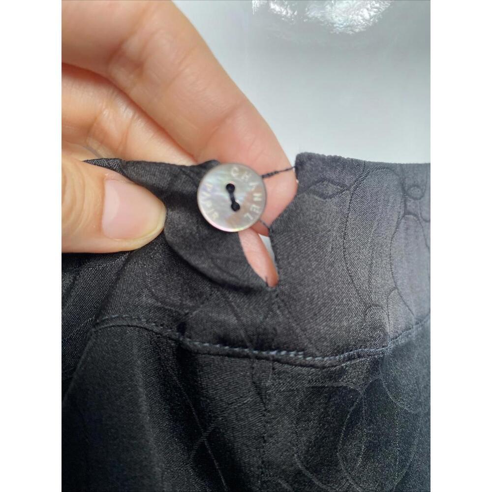 Vintage CHANEL Black Camellia CC Spaghetti Strap Backless Silk Maxi Dress FR-38 - Picture 6 of 9